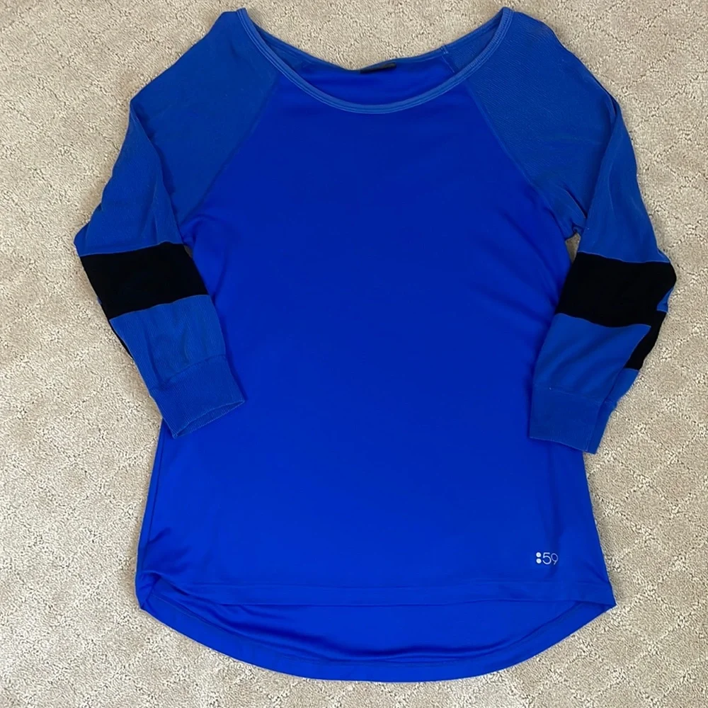 Splits59 blue/black 3/4 sleeve top - Picture 1 of 6